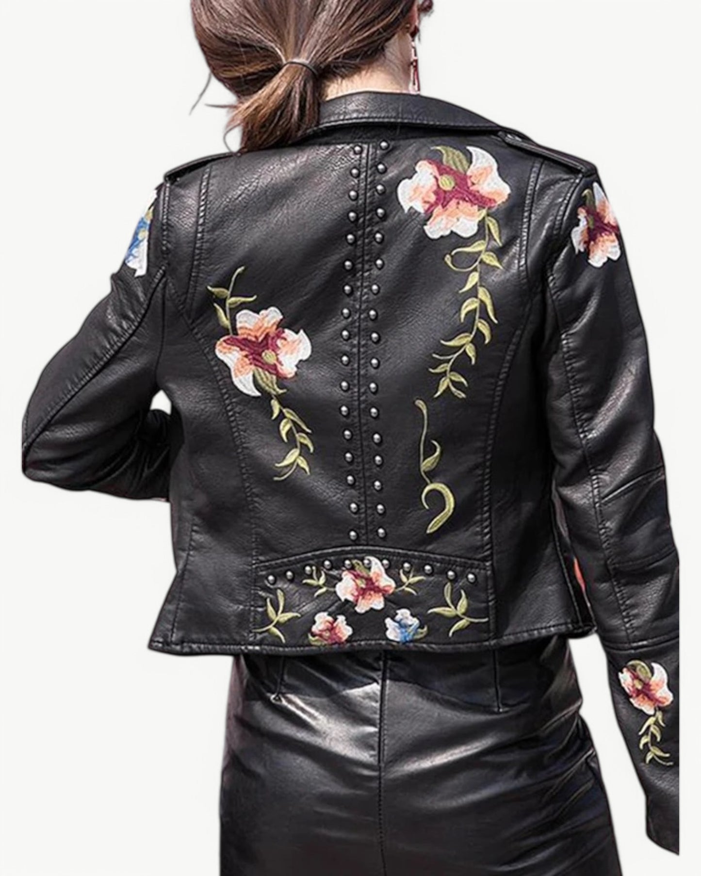 REBECCA - BRODERAD - PU SKINNJACKA