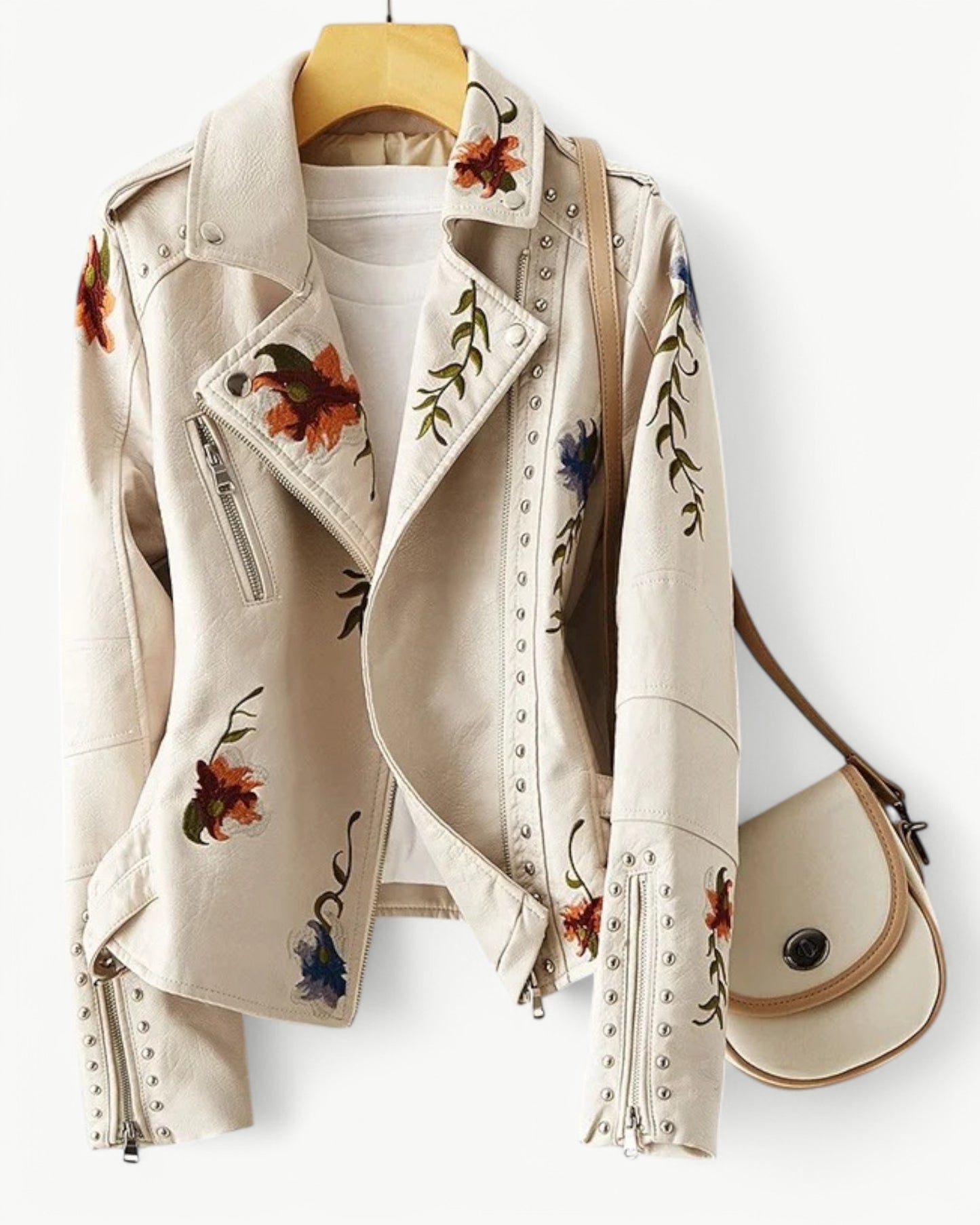 REBECCA - BRODERAD - PU SKINNJACKA