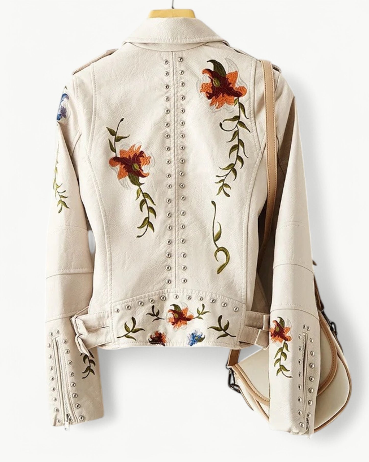 REBECCA - BRODERAD - PU SKINNJACKA