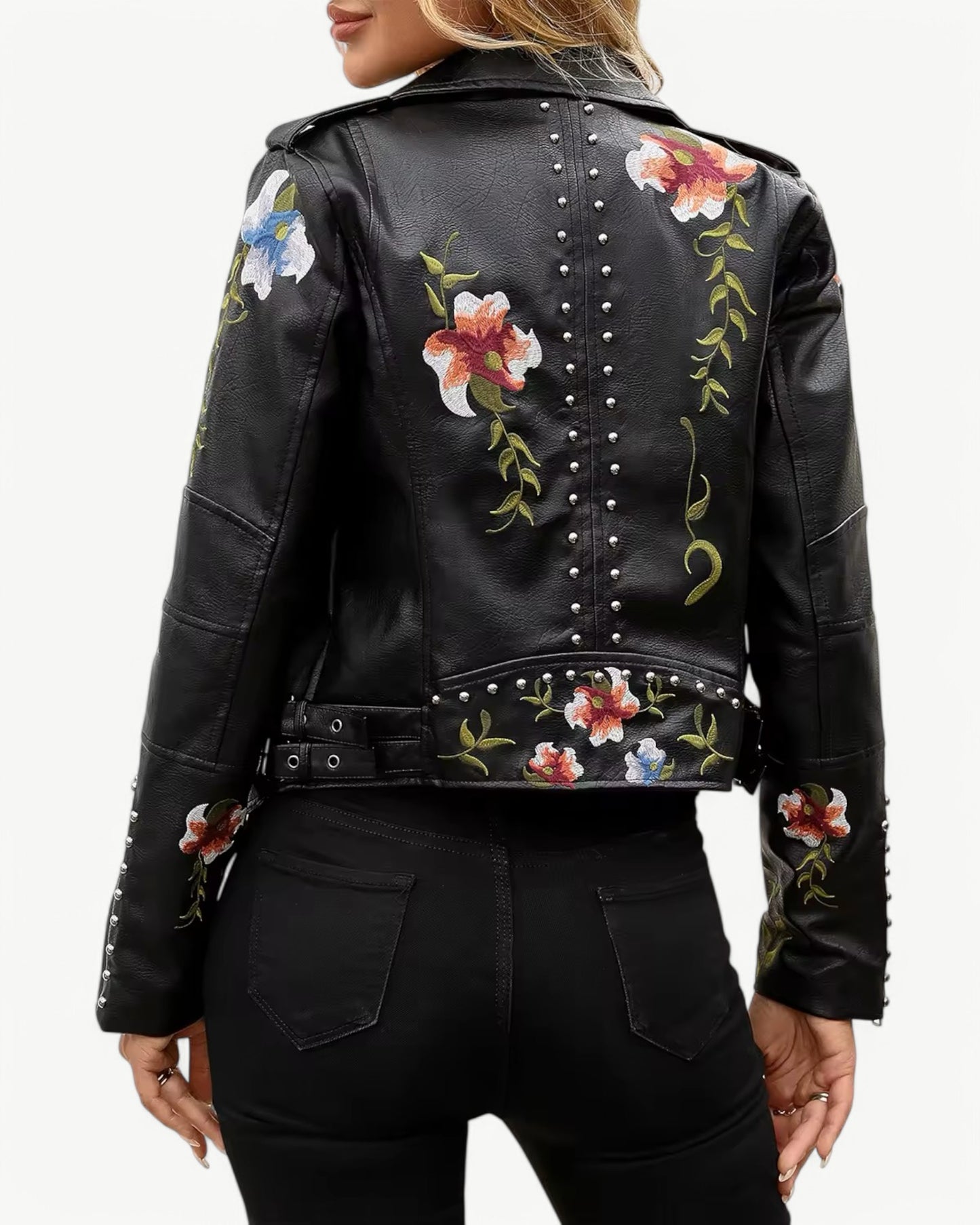REBECCA - BRODERAD - PU SKINNJACKA
