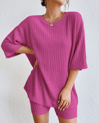 AMÉLIE – Stickat 2-delat set med shorts | Stil & komfort för vår & sommar