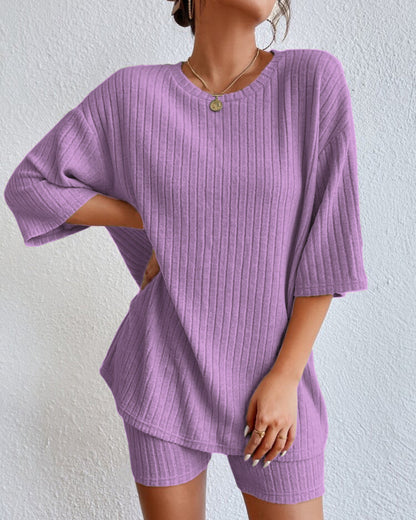 AMÉLIE – Stickat 2-delat set med shorts | Stil & komfort för vår & sommar